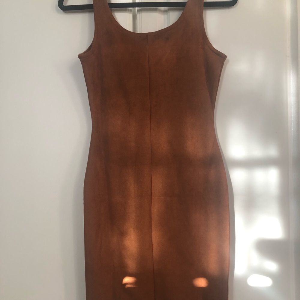 Brown faux suede dress